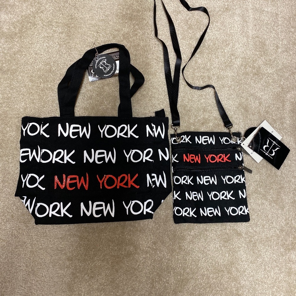 Robin-Ruth NY Black-White-Red Tote Bag and Mini Crossover Bag